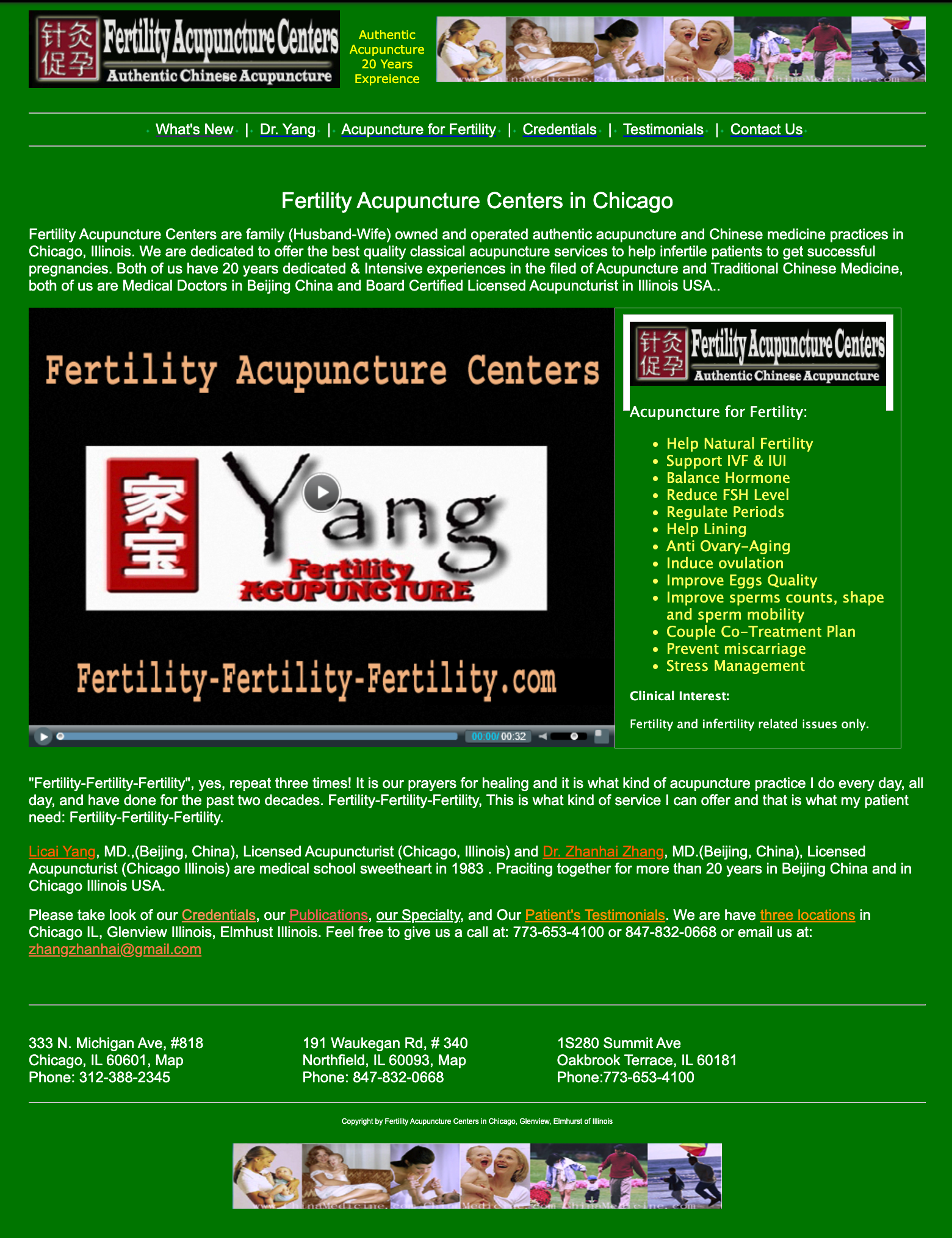 Archive screenshot of the previous fertility acupuncture home page.